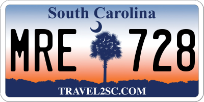 SC license plate MRE728