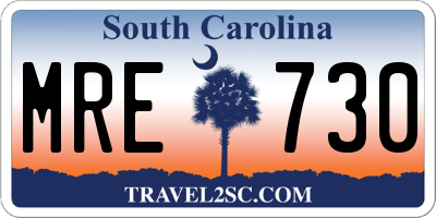 SC license plate MRE730