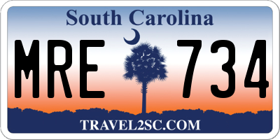 SC license plate MRE734