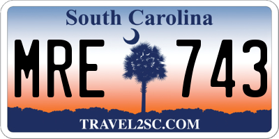 SC license plate MRE743