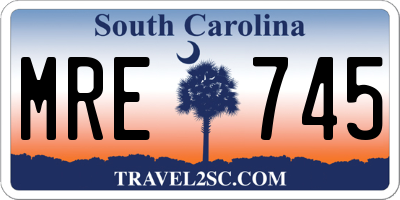 SC license plate MRE745