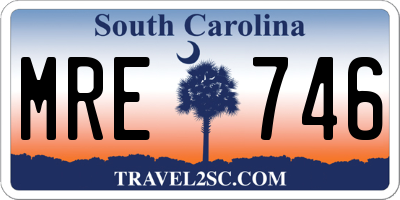 SC license plate MRE746