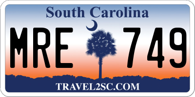 SC license plate MRE749