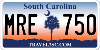 SC license plate MRE750