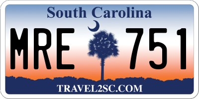 SC license plate MRE751
