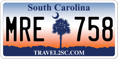 SC license plate MRE758