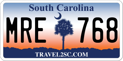 SC license plate MRE768