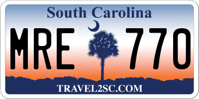 SC license plate MRE770