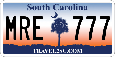 SC license plate MRE777