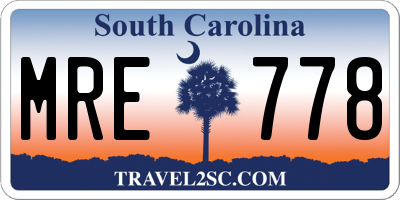 SC license plate MRE778