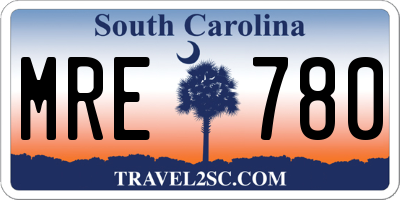 SC license plate MRE780