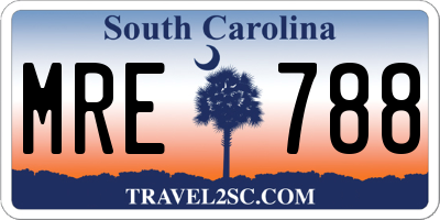 SC license plate MRE788