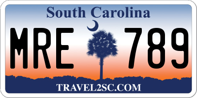 SC license plate MRE789