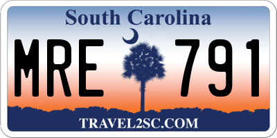 SC license plate MRE791