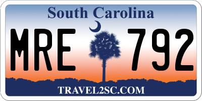 SC license plate MRE792