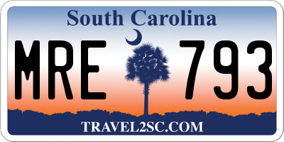 SC license plate MRE793