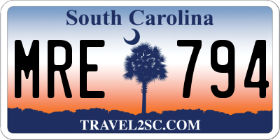 SC license plate MRE794