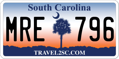 SC license plate MRE796