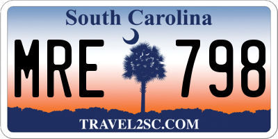SC license plate MRE798