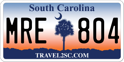 SC license plate MRE804