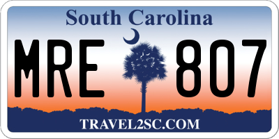 SC license plate MRE807