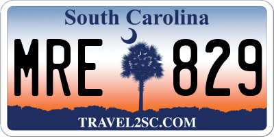 SC license plate MRE829