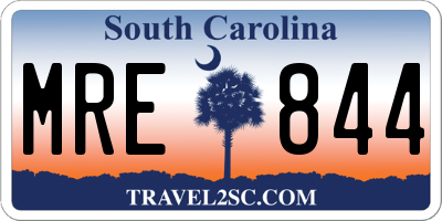 SC license plate MRE844