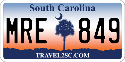 SC license plate MRE849