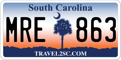 SC license plate MRE863