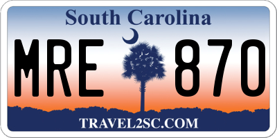 SC license plate MRE870