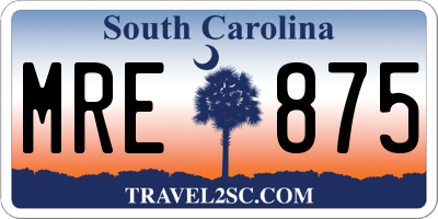 SC license plate MRE875