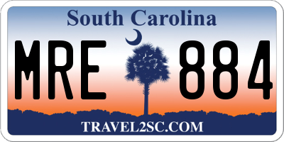 SC license plate MRE884
