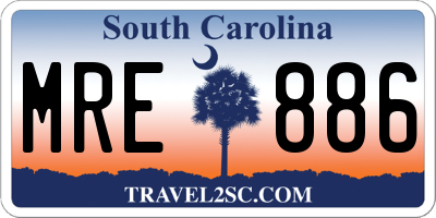SC license plate MRE886