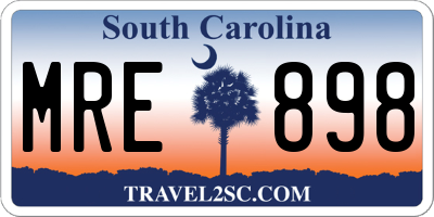 SC license plate MRE898