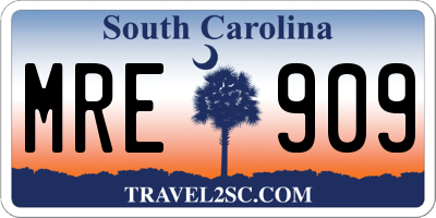 SC license plate MRE909