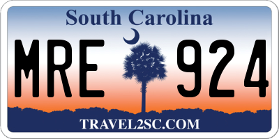 SC license plate MRE924