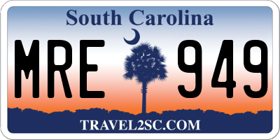 SC license plate MRE949