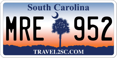 SC license plate MRE952