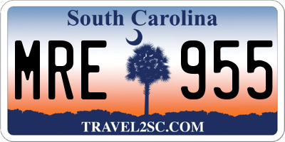 SC license plate MRE955