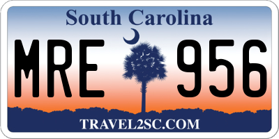 SC license plate MRE956