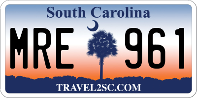 SC license plate MRE961