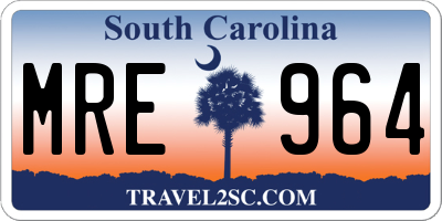 SC license plate MRE964