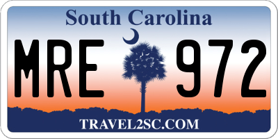 SC license plate MRE972