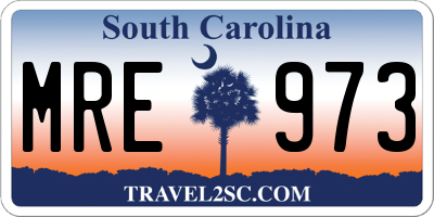 SC license plate MRE973