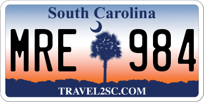SC license plate MRE984