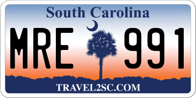 SC license plate MRE991