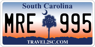 SC license plate MRE995