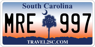 SC license plate MRE997