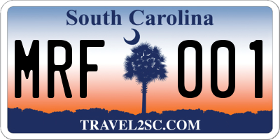 SC license plate MRF001