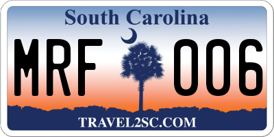 SC license plate MRF006